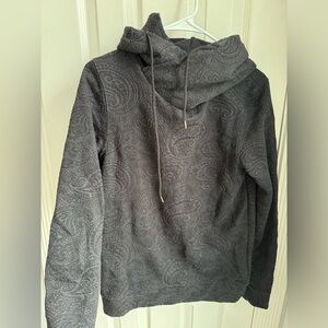 Scotch & Soda black paisley embossed textured pull over high neck hoodie size S